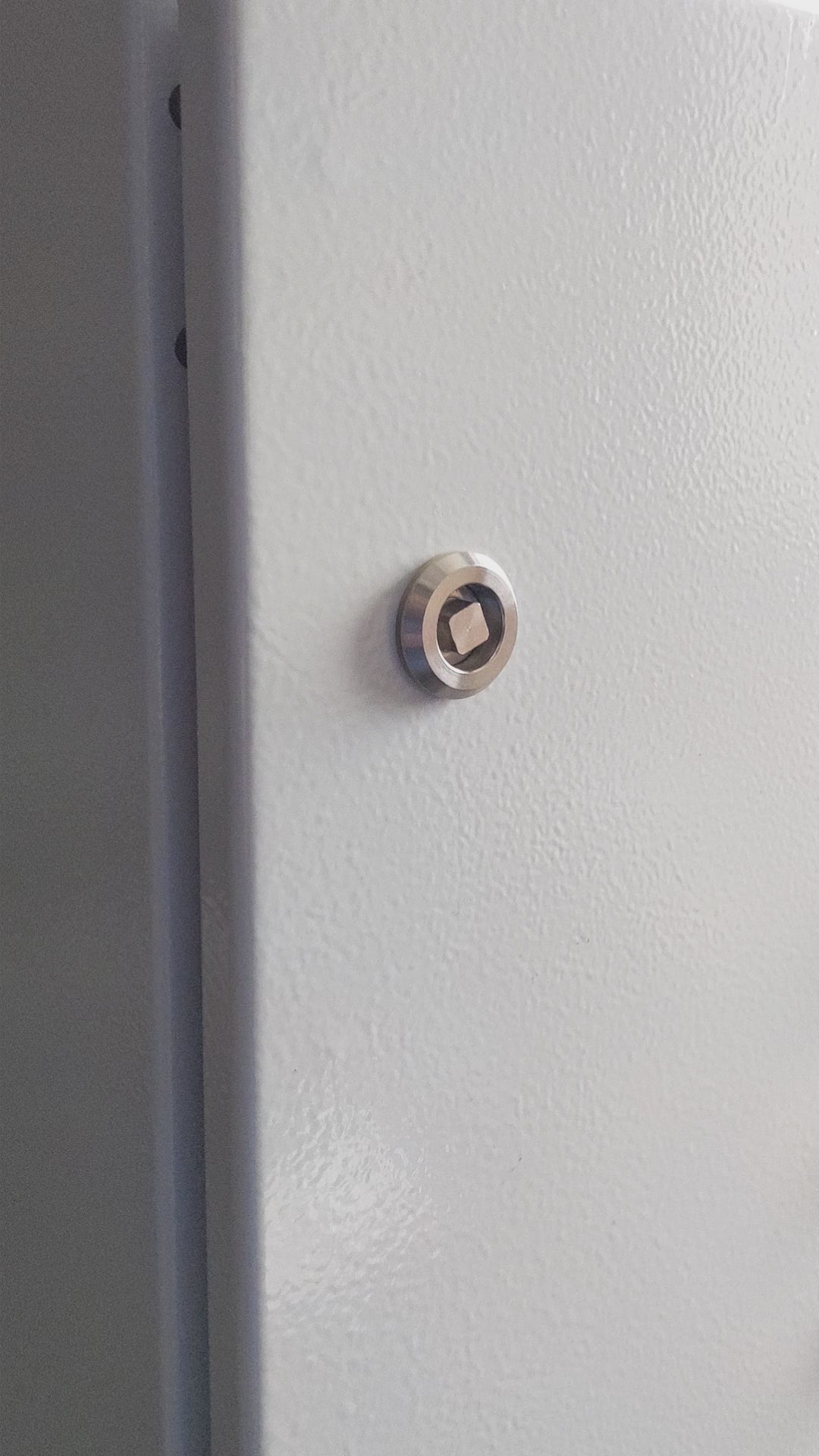 CabKey universal cabinet key unlocking multiple service cabinet locks, including square, triangle, half-moon and double-lug locks